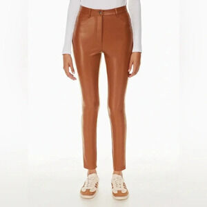 Aritzia WF Pant High waist Size 2 Brown Faux Leather Neutral minimalist
